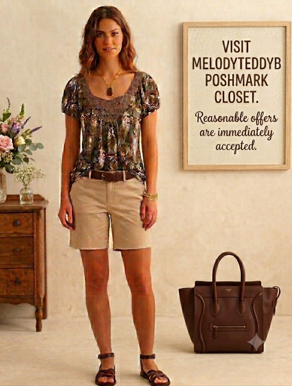 Agenda Y2K Boho Paisley Crochet Lace Neckline Peasant Blouse Brown